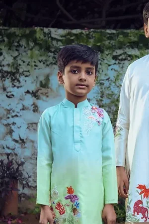 Coral Wave boys ombre kurta set